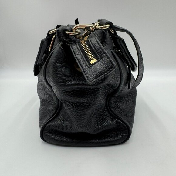 Kate Spade New York Black Textured Leather Shoulder Bag Satchel With Gold-Tone - Picture 3 of 10